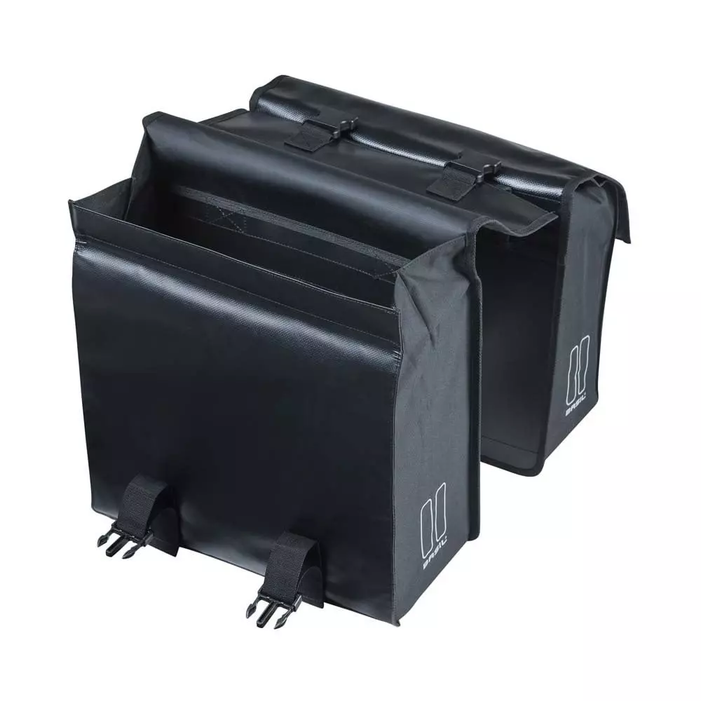 SACOCHES BASIL URBAN LOAD IMPERMÉABLE MOTIF RÉFLÉCHISSANT NOIR 53 L(41x18x46) FERMETURE CLICK